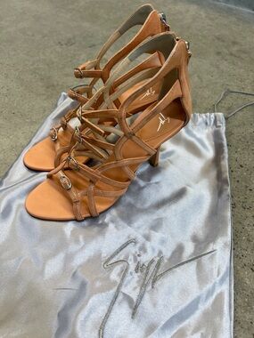 Giuseppe Zanotti Peach Metallic Multi-Strap High Heel Sandals